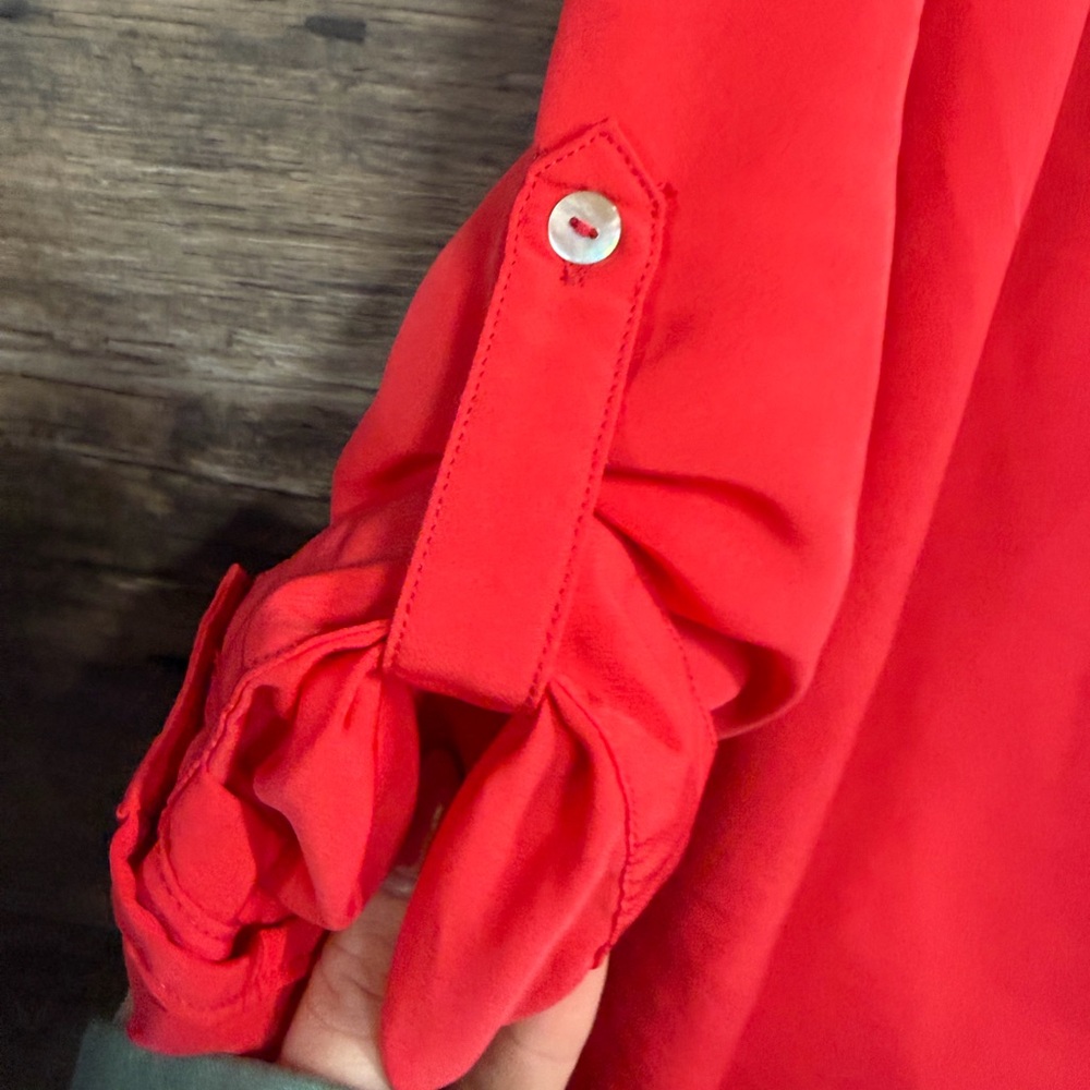 Oh Baby by Motherhood Bright Red Button-Down Shirt - Picture 4 of 6